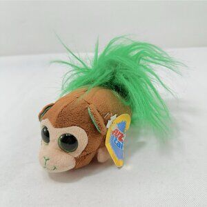 Fuzzee Tails Bonzai Monkey Plush Toy Fuzzy Glittery Green Eyes Christmas Stuffer